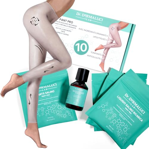 Anti-Cellulite-Entwässerungsstrumpfhose Set |10 Anwendungen: 5 Entwässerungsbehandlungen + 5 Körperöl | Totes Meersalz/Brennnessel/Efeu/Koffein |Natürliche Inhaltsstoffe |5 Einweg-Tanga+5 Cartene