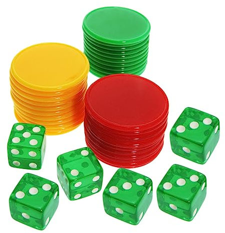 TOYANDONA 1set Chips Da Gioco Divertenti e Dadi Portatili Accessorio Per Giochi Da Tavolo Con Gettoni e Dadi Resistente Per Feste e Attività Ricreative