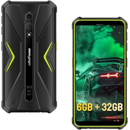 Ulefone Armor X12 Telephone Portable Incassable, 6Go + 32Go Android 13 Smartphone Débloqué, 13MP + 8MP Caméra Téléphone Étanche, 4860mAh Batterie, Écran 5,45''HD+, 4G Dual SIM/NFC/GPS/IP69K-Vert