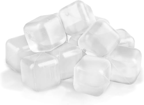 Cubetti di ghiaccio riutilizzabili in plastica – Confezione da 20 colori assortiti | Senza BPA, non diluisce le bevande | Ecologici e riutilizzabili per Whisky, cocktail, bibite e altro (trasparente)