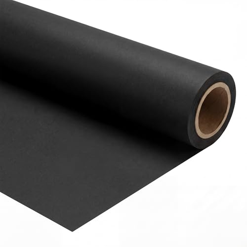 Walimex pro pappersbakgrund 2,60 x 10 m svart fotobakgrund på rulle 160 g/m² för fotografering i fotostudio, reflexfri och slitstark bakgrund för produktfotografering