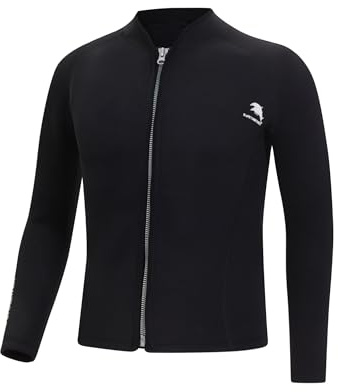 MSemis Muta da Uomo Top 2 mm in Neoprene Giacca Termica Maniche Lunghe per Snorkeling Nuoto Surf Immersioni Rash Guard Maglietta Subacquea con Cerniera Frontale