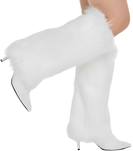 OIXEYA Calentadores de Piernas para Mujer, Piel Sintética Calentador de Piernas Puños Peludos Botas Cubiertas, Legwarmers Calentador de Pierna de Tobillo de Moda de Invierno