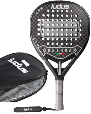 Ludus Dethra Padelracket – 12K kolfiber med 3D-textur – Toray T700 ram – EVA medium kärna 15–17 – kraft, kontroll och precision – män och kvinnor med termiskt fodral