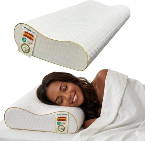 Almohada Cervical Para Dormir De Lado, Espuma Viscoelástica, Mejor Almohada Cervical Ergonómica Para Cuello Y Hombros, Diseño Anatómico Para Dormir De Lado, Boca Arriba, Funda Transpirable Lavable