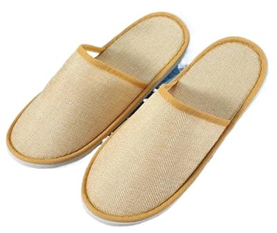 1 par halkfria reseskor för spa, hotell, för män och kvinnor, bomullslinne, all-inclusive eller halva flip-flops damtyg