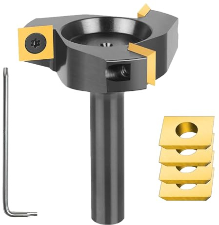 SpeTool Planfräs 12 mm skaft ytfräs 60 mm diameter med 3 utbytbara hårdmetallknivar (12 mm x 12 mm x 2,2 mm) överfräs vändplattor vändskivfräs 3 flöjter CNC-fräs