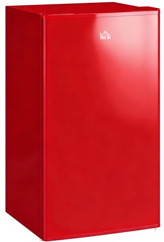 HOMCOM Frigorifero Piccolo 91L MonoPorta Reversibile con Congelatore, Mini Frigo da Camera Tavolo Silenzioso Classe E Compatto con Temperatura Regolabile 0-10 ℃, Libera Installazione, Rosso