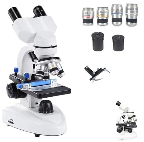 Microscopio binocular compuesto, aumento de 30000X, enfoque ajustable, distancia interpupilar, fuente de luz, adecuado para enseñanza e investigación