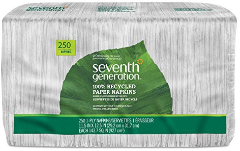 Seventh Generation White Lunch Napkin, 1-ply, 250 ct