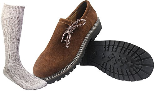 ALL THE GOOD Chaussures de costume traditionnel + chaussettes traditionnelles marron Almhaferl (44), marron, 44