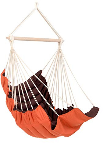 AMAZONAS extra bekväm hängstol Kalifornien terrakotta mjuk vadderad stavlängd 110 cm till 150 kg, tvåfärgad orange/brun