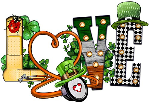 St. Patrick's Day Nurse Ready to Press Sublimation Transfer, Ready to Use, Nursing, Clovers, Green, Hospital, Sub Image Ready to Press, DIY (Adult x1-8.5+)