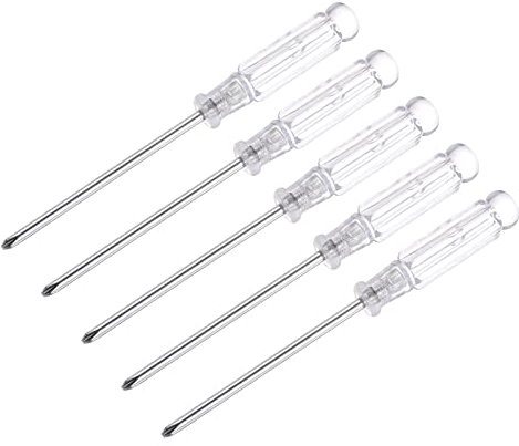 sourcing map Mini Phillips Screwdriver, 3.0mm Cross Head with Clear Handle for Small Appliances, 5 Pcs