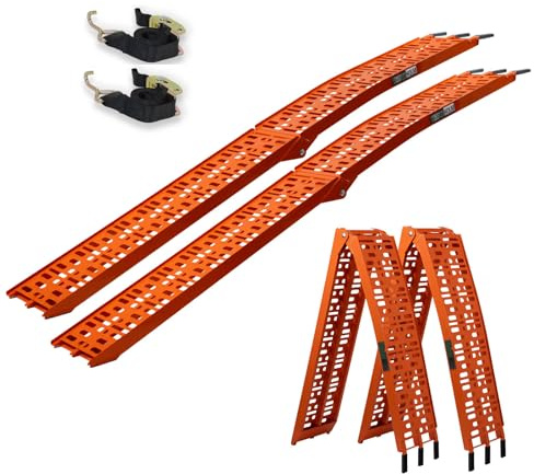TRUTZHOLM 2 x Auffahrrampe klappbar 228 cm Traglast 680 kg Alu orange gelocht Motorradrampen Verladerampen