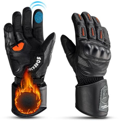 ROCKBROS Guanti Invernali Uomo Donna, Guanti Riscaldati Caldi con Touch Screen Sensibile, PVC Protezione Articolazione, SBR Anti-vibrazione, Ideale per Bici MTB Ebike Scooter e Outdoor