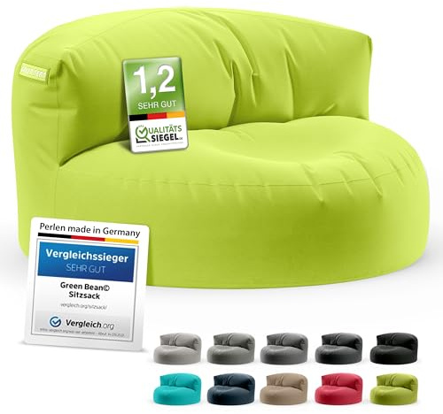Green Bean Sitzsack Sofa mit Füllmaterial - Lounge im Sitzsack-Design 90x50cm mit ergonomischer Rückenlehne & waschbarem Bezug - Indoor und Outdoor geeignet in Hellgrün