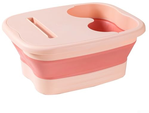 Vasca per pediluvio pieghevole con design pieghevole, per massaggio ai piedi e ammollo, portatile e leggero per un comodo viaggio e uso domestico (rosa)