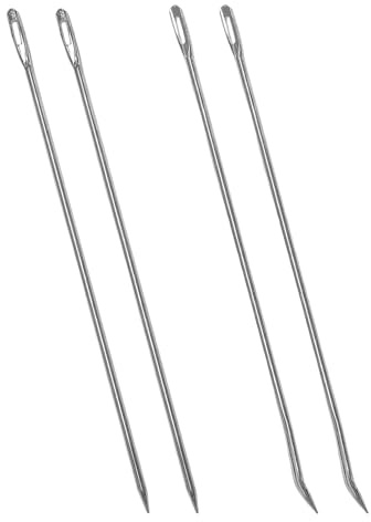 OAOSDH 4 Aghi da Cucito Lunghi, Combinazione di Dritto E Gomito, Strumenti per Cucire A Mano, Aghi per Puntura in Tessuto Spesso (17, 2 Cm).