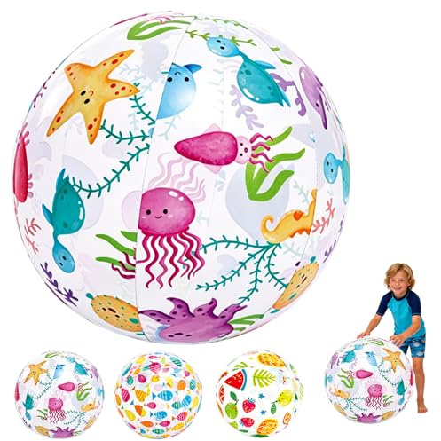 POPOYU 20.1/27.9 Inch Inflatable Beach Ball,Giant Inflatable Balls,Swimming Pool Balls,Transparent BeachBalls Large for Swimming Pool Party