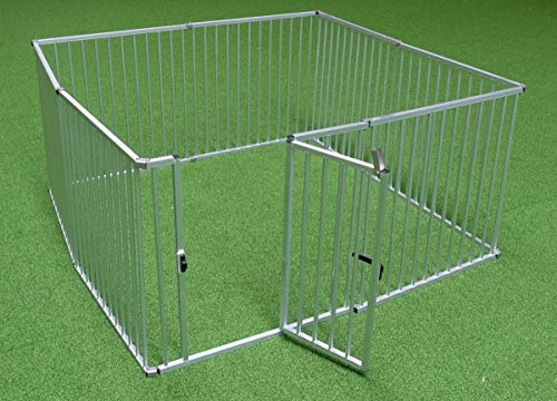Callieway® Faltbarer ALUZAUN/Freilaufgehege/Welpenauslauf Safety Pro“ 8-teilig für Welpenaufzucht, Veranstaltungen und Campingurlaub (Spezial 80: 8 Paneele je 80cm hoch, 80cm lang)