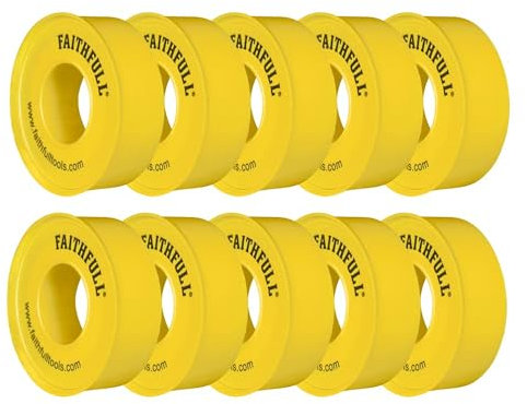 Faithfull TAPEPTGAS 5M x 12 mm PTFE Gas Tape Pack of 10 Rolls