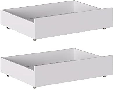 Iconico Home MIK Set 2 cassettoni sottoletto, Legno Composito, Bianco Opaco, 100,5x68x21 cm