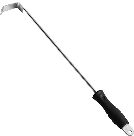 OLIGAI BBQ Ash Tool for Big Green Egg Stainless Steel Ash Poker for Kamado Joe Charcoal Smoker Wood Burning Stove Ash Rake,Ash Tool for Other Charcoal Grills Corner Cleaner Accessories 17.5