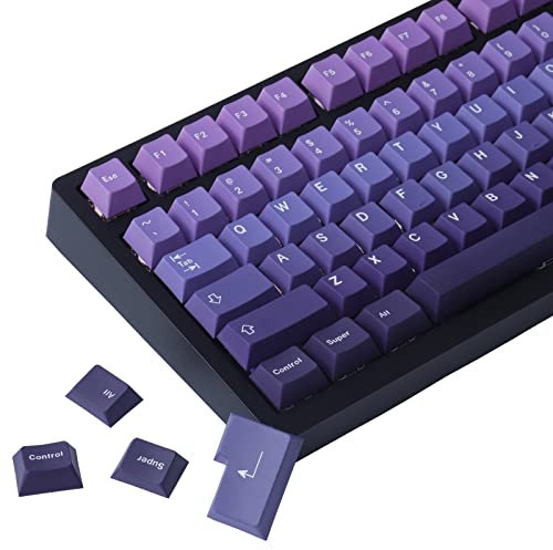 PBT Keycap 126 Keys Purple Gradien Dye-Sublimation Cherry Profie Custom Keycaps Set for Cherry MX Switch Mechanical Keyboards