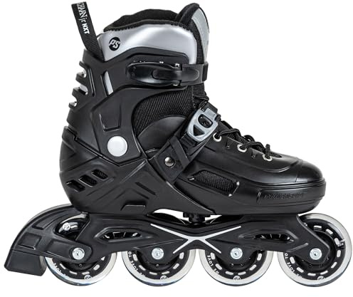 Powerslide Kinder Inline Skate Khaan Junior NXT Black, größenverstellbar, für Fitness, Urban, Hockey, für Mädchen und Jungen