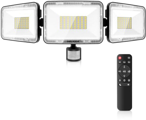 MEIKEE 70W Security Lights Outdoor Motion Sensor 6580LM 6500K Daylight White PIR Floodlights Outdoor 4 Modes Timing with Remote Control IP66 Waterproof 180° Adjustable for Garden Garage Doorways