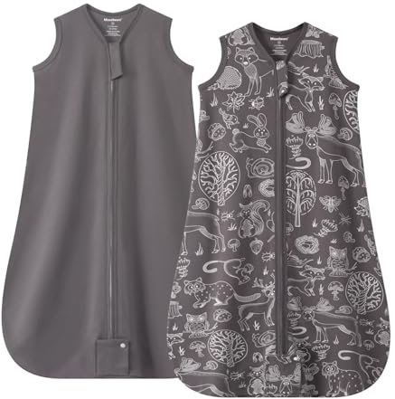 Mosebears Schlafsack Baby Sommer Schlafsack 0.5 Tog Babyschlafsack 100% Baumwolle atmungsaktiv Babyschlafsack (2pack Dunkelgrau, S(0-6 Months))