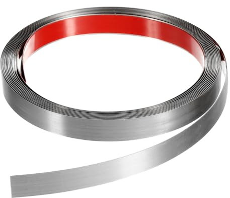 QUARKZMAN 16,4Ft x 0,59 Garniture Murale, Cadre de Garniture de Moulure à Décoller et à Coller, Garniture de Bande Métallique de Finition Brossée en Acier Inoxydable auto-Adhésive, Argent