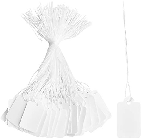 500 Stück Preisschilder mit Schnur, Kleine Geschenk Preisschilder 23 x 14 MM, Hängeetiketten Anhänger, Schmuck Preisschilder, für Flohmarkt Schmuck Geschenk Hang Tags