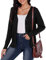 Aottori Strickjacken für Damen Langarm Strickpullover Cardigan mit V-Ausschnitt Kurz Strickjacke Knopfleiste Strick Pullover Strickmantel Herbst Winter Schwarz M