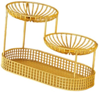 Milageto de 3 niveles, frutero, estante multiusos para almacenar verduras en la encimera, soporte para cesta de pan y frutas, Oro