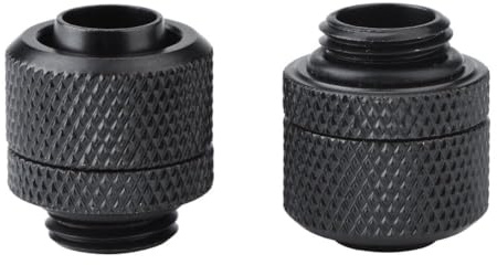 TICFOX Raccordo per Raffreddamento ad Acqua G1/4 Pollice, 2 Pezzi in Ottone Filettato Raccordo a Compressione per Sistemi di Raffreddamento ad Acqua di Computer Desktop (Nero)