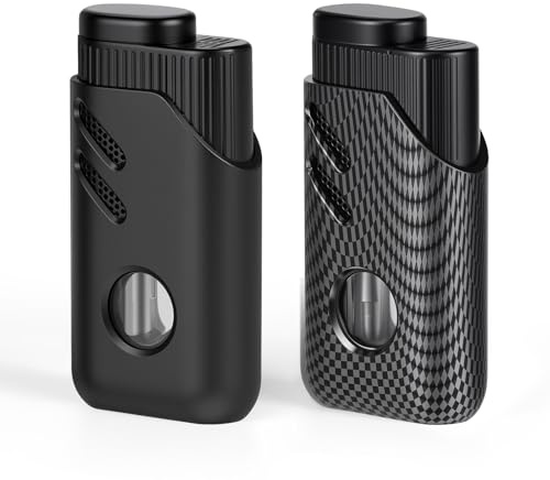 Byitin 2 Pack Triple Jet Flame Lighter, Windproof Lighters, Refillable Butane Gas Lighters, Adjustable Flame with Ease, Gifts for Men (Without Gas)