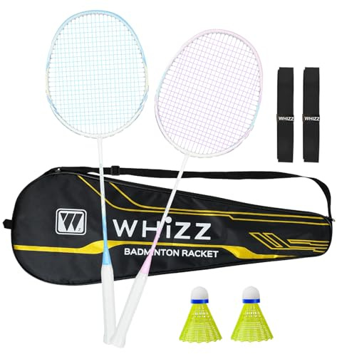 BAIHUALIN WHiZZ ZM679 Badminton Racquet, Lightweight Carbon Graphite Badminton Racket with Grip Tape, Shuttlecock & Carrying Bag, Purple+Blue