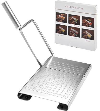 MYLERCT Coupe Fromage, Trancheuse a Fromage avec Lame, Trancheuse à Beurre en Acier Inoxydable, Multifonction Coupe-Beurre avec Grille Graduée, pour Fromage en Bloc, Beurre et Saucisse