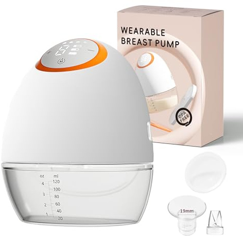 Anluomania Sacaleches Electricos, Sacaleches Eléctrico Manos Libres con 4 Modos y 9 Niveles, Extractor de Leche Materna Inalámbrico con Pantalla LED, 1200mAh, 120ml, Bridas de 19 mm, sin BPA,1 pieza
