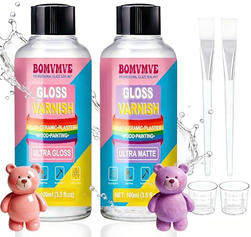BOMVMVE Sigillante per Gesso Ceramico 200ml, con 100ml di Vernice Opaca e 100ml di Vernice, Impermeabile, Resistente ai Graffi e alle Crepe