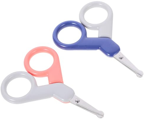 Supvox 2 Stück Nagelschere aus Edelstahl und Nagelknipser für Babys mit Ergonomischem Griff und Rundem Schneidkopf Tragbar für Fingernägel und Zehennägel