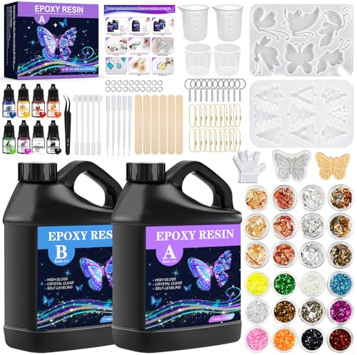 TOSUTO Resina Epossidica,1020 ml Resina Epossidica Trasparente,1:1Rapporto Colla Resina Epoxy con Indurente,Kit Resina Epossidica,per DIY Creazione Gioielli fare,Legno,Decorazioni,Artigianato