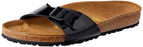 Birkenstock Damen Classic Madrid Birko-Flor Pantoletten, Schwarz (Schwarz Lack), 37 EU