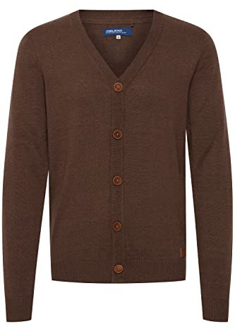 Blend BHLennard Herren Strickjacke Cardigan Feinstrick mit V-Ausschnitt Knopfleiste Baumwollmischung Regular fit, Größe:XL, Farbe:Mocca Mix (70816)