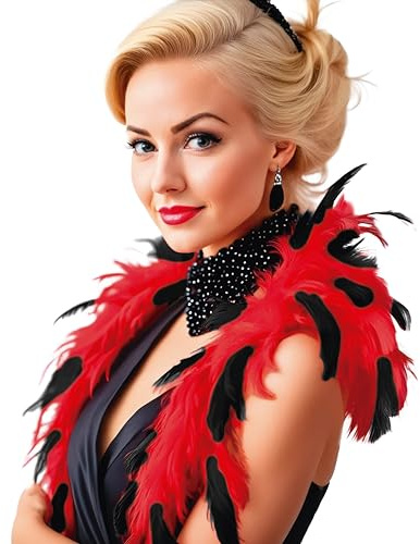 Guirca Fiestas GUI16351 Boa avec Plumes Noires et Rouges, 1,80 m (40 g