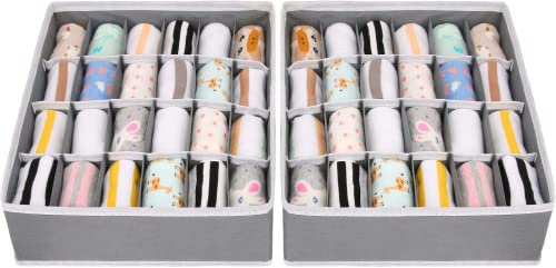 joyoldelf Organizador Cajones Divisores - Paquetes Textil,Organizador Armario 24 Celdas Plegable Ropa Interior Cajas de Almacenamiento para almacenar Calcetines, Bufandas, Sujetador (2 Paquetes)