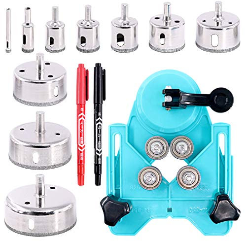 Sweet Juego de sierra perforadora de azulejos, incluye brocas de diamante 0,23 – 3,15 pulgadas y guía de perforación