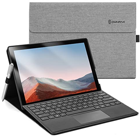 Omnpak Hülle für Microsoft Surface pro 7+/ 7/6 /5/4, Anpassbarer Betrachtungswinkel, Kompatibel mit der Type Cover Tastatur